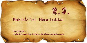 Maklári Henrietta névjegykártya
