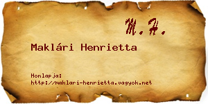 Maklári Henrietta névjegykártya